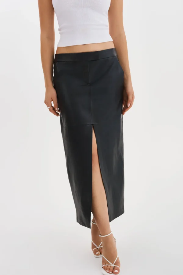 LAMARQUE Skirts | ABIA | Low Waist Leather Maxi Skirt Black