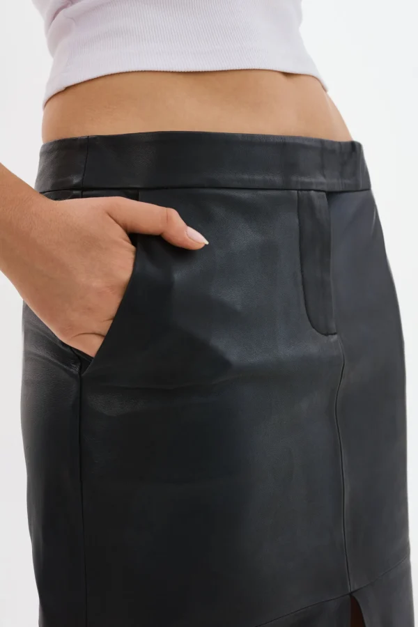 LAMARQUE Skirts | ABIA | Low Waist Leather Maxi Skirt Black