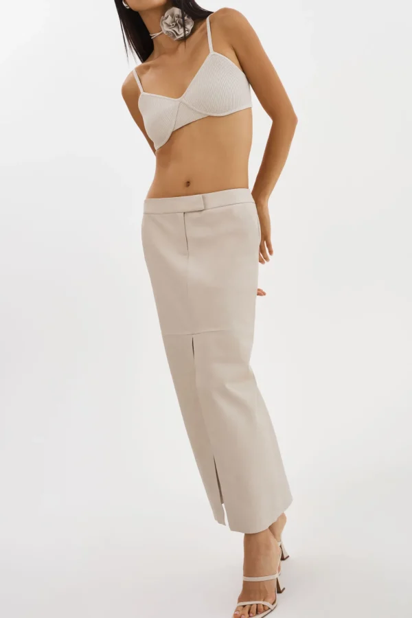 LAMARQUE Skirts | ABIA | Low Waist Leather Maxi Skirt Bone