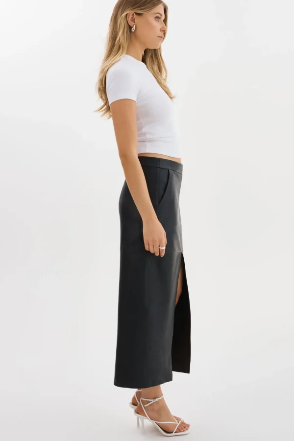LAMARQUE Skirts | ABIA | Low Waist Leather Maxi Skirt Black
