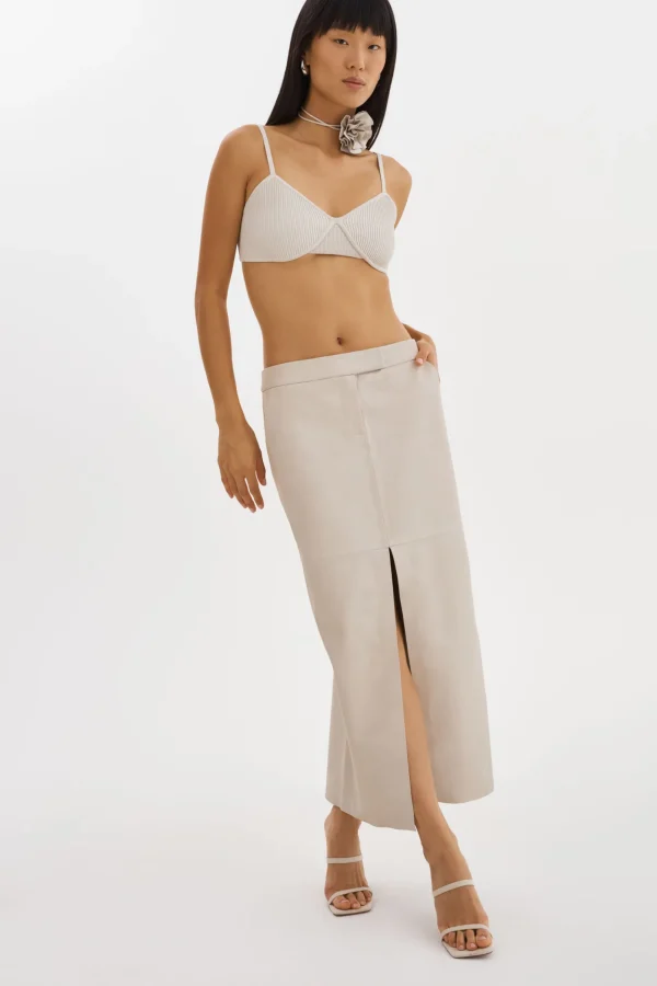 LAMARQUE Skirts | ABIA | Low Waist Leather Maxi Skirt Bone