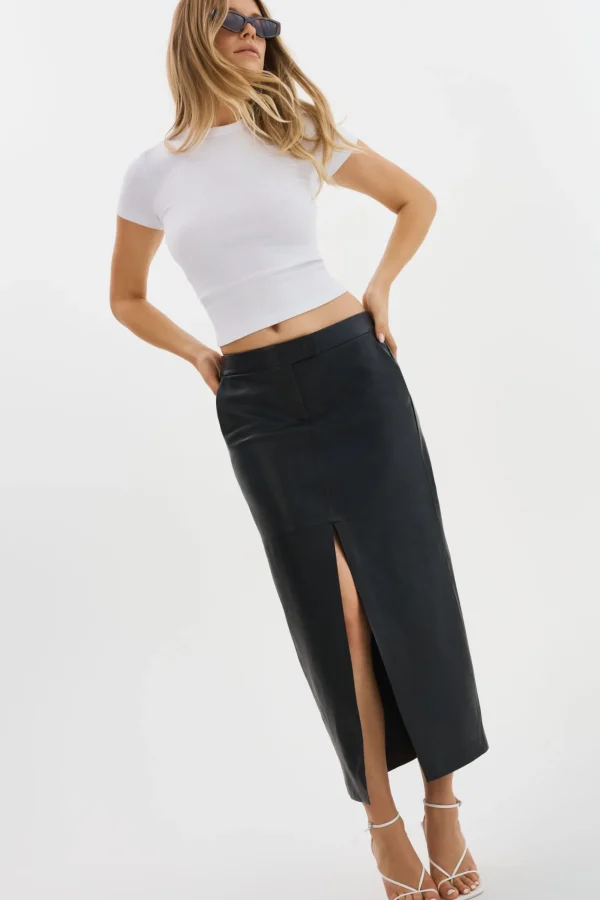 LAMARQUE Skirts | ABIA | Low Waist Leather Maxi Skirt Black
