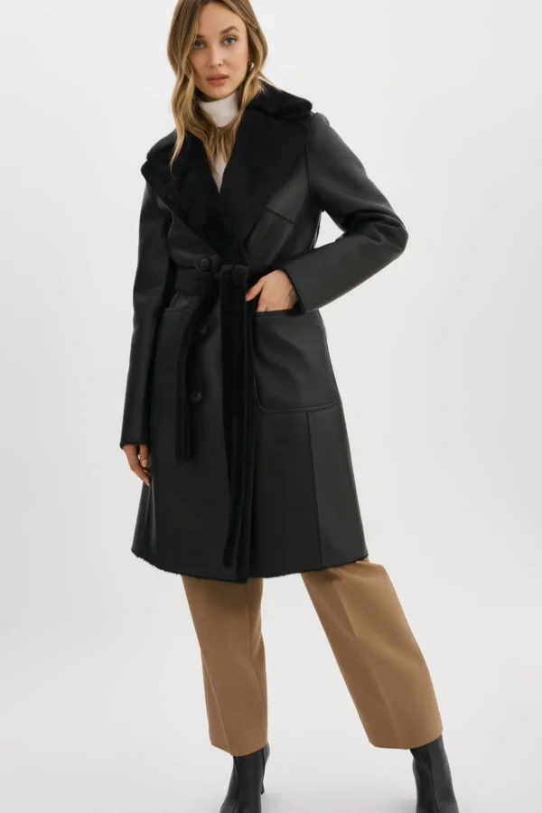 LAMARQUE Coats&Jackets | ABIGAIL | Faux Shearling Reversible Coat Black