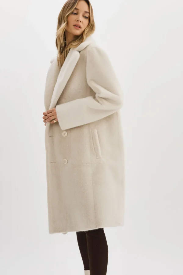 LAMARQUE Coats&Jackets | ABIGAIL | Faux Shearling Reversible Coat IVORY