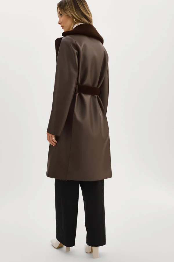 LAMARQUE Coats&Jackets | ABIGAIL | Faux Shearling Reversible Coat MAHOGANY