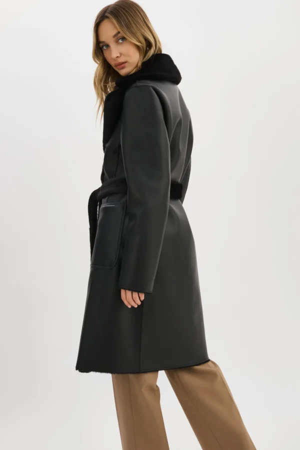 LAMARQUE Coats&Jackets | ABIGAIL | Faux Shearling Reversible Coat Black
