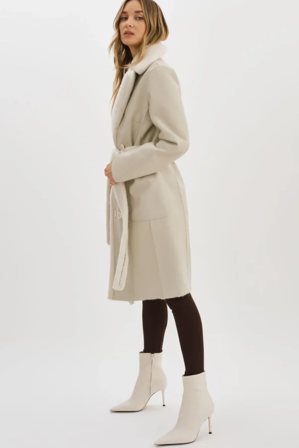 LAMARQUE Coats&Jackets | ABIGAIL | Faux Shearling Reversible Coat IVORY