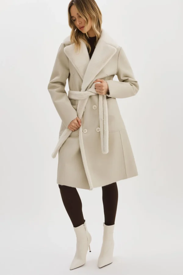 LAMARQUE Coats&Jackets | ABIGAIL | Faux Shearling Reversible Coat IVORY