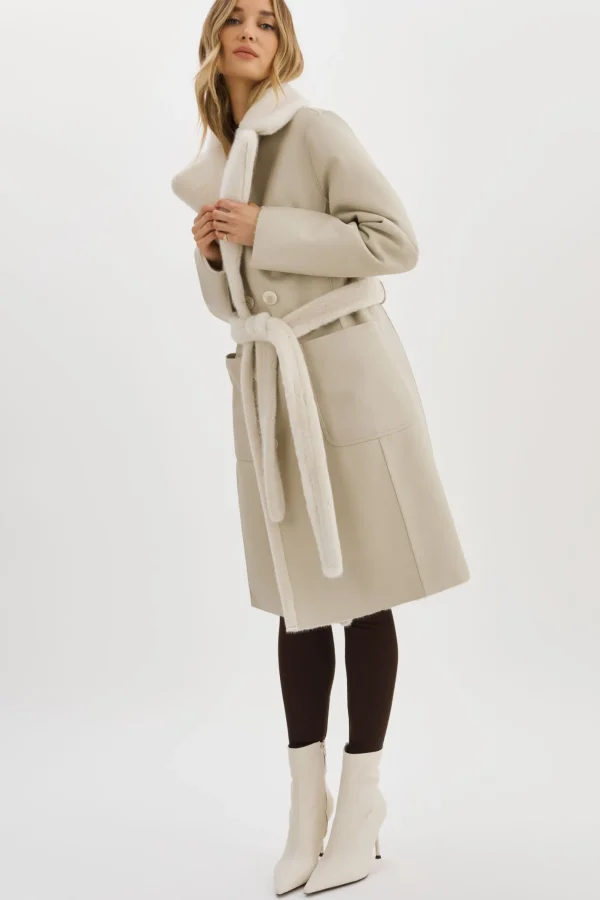 LAMARQUE Coats&Jackets | ABIGAIL | Faux Shearling Reversible Coat IVORY