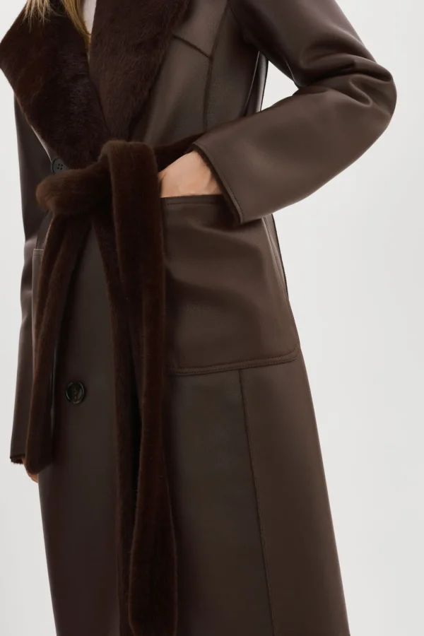 LAMARQUE Coats&Jackets | ABIGAIL | Faux Shearling Reversible Coat MAHOGANY