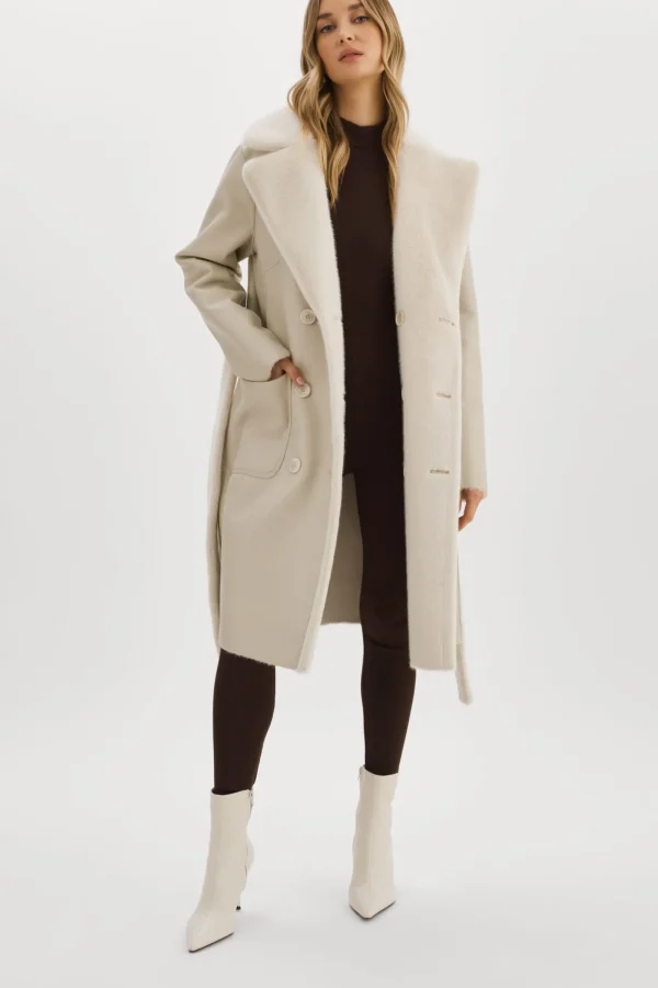 LAMARQUE Coats&Jackets | ABIGAIL | Faux Shearling Reversible Coat IVORY