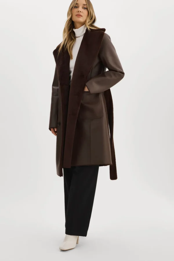 LAMARQUE Coats&Jackets | ABIGAIL | Faux Shearling Reversible Coat MAHOGANY