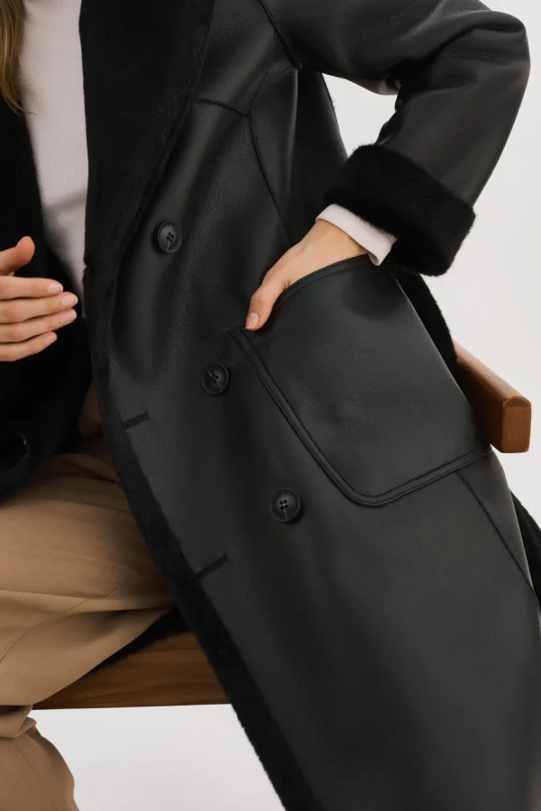 LAMARQUE Coats&Jackets | ABIGAIL | Faux Shearling Reversible Coat Black