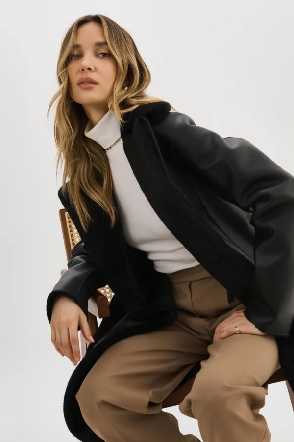 LAMARQUE Coats&Jackets | ABIGAIL | Faux Shearling Reversible Coat Black