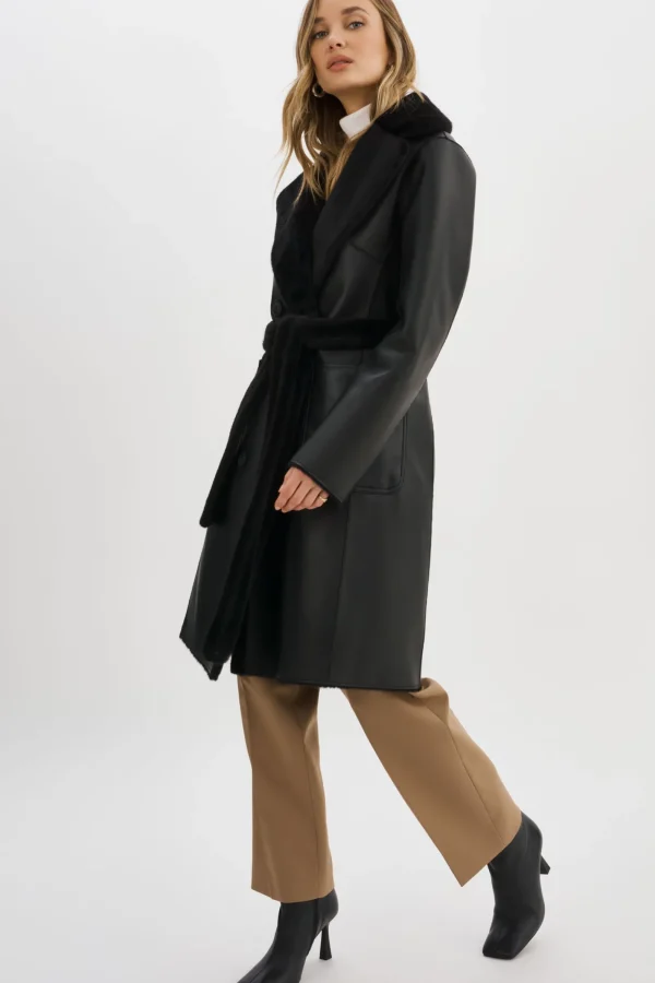 LAMARQUE Coats&Jackets | ABIGAIL | Faux Shearling Reversible Coat Black