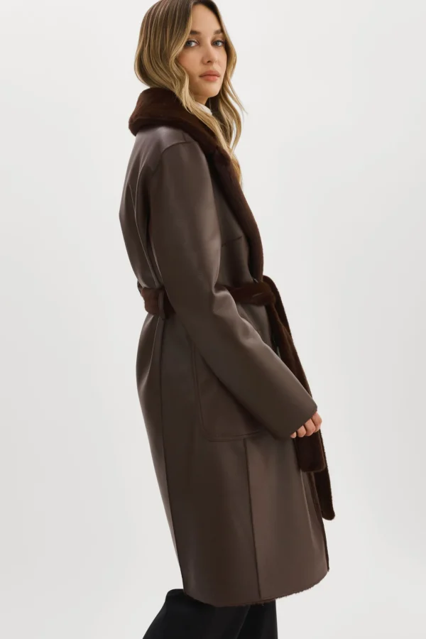LAMARQUE Coats&Jackets | ABIGAIL | Faux Shearling Reversible Coat MAHOGANY