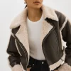 LAMARQUE Coats&Jackets | ADRINA | Faux Shearling Crop Jacket Brown