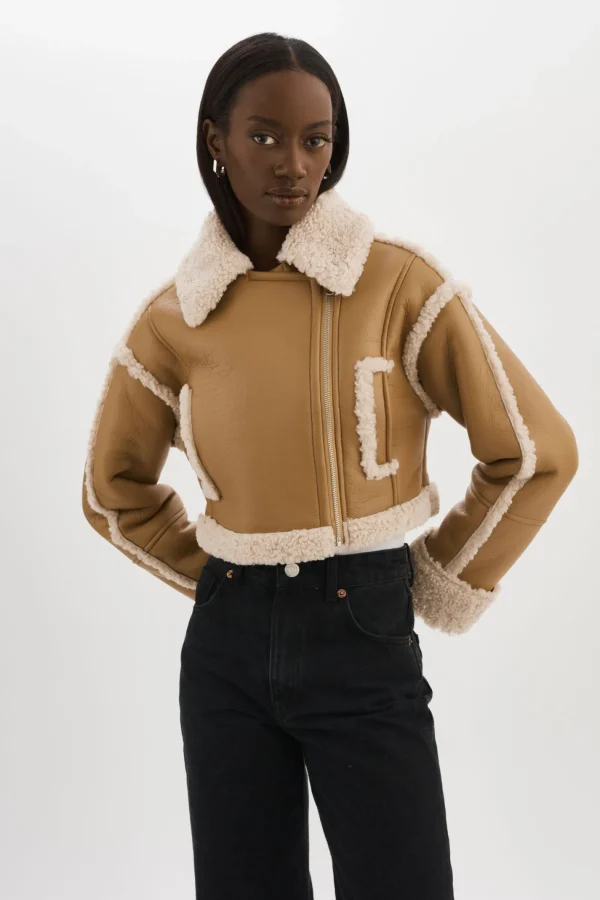 LAMARQUE Coats&Jackets | ADRINA | Faux Shearling Crop Jacket Biscuit