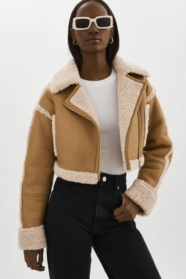 LAMARQUE Coats&Jackets | ADRINA | Faux Shearling Crop Jacket Biscuit