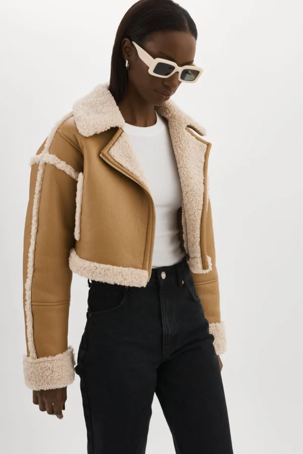 LAMARQUE Coats&Jackets | ADRINA | Faux Shearling Crop Jacket Biscuit
