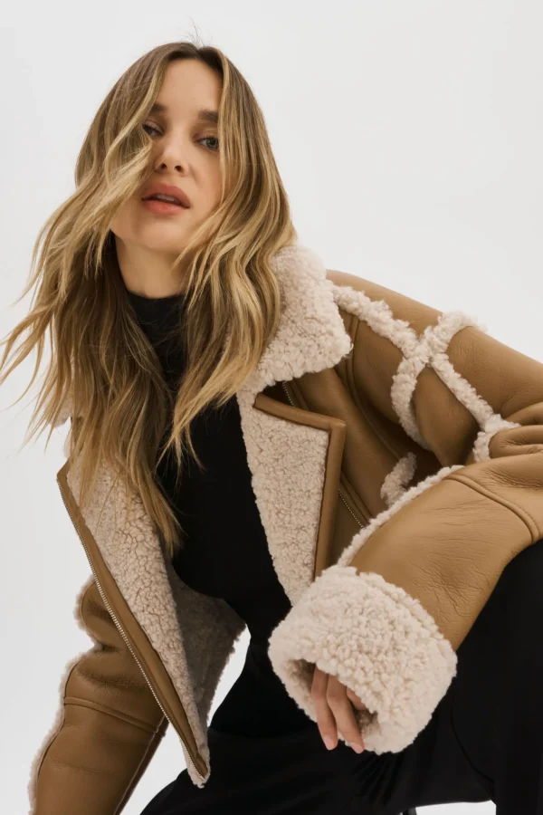LAMARQUE Coats&Jackets | ADRINA | Faux Shearling Crop Jacket Biscuit