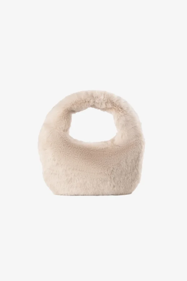 LAMARQUE Accessories | ALIX | Mini Faux Fur Hobo Bag Oat