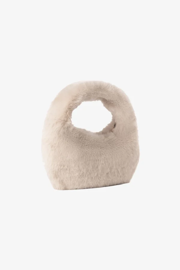 LAMARQUE Accessories | ALIX | Mini Faux Fur Hobo Bag Oat