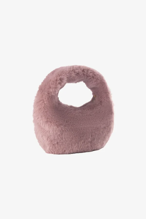 LAMARQUE Accessories | ALIX | Mini Faux Fur Hobo Bag Smoky Pink