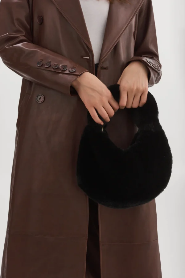 LAMARQUE Accessories | ALIX | Mini Faux Fur Hobo Bag Black