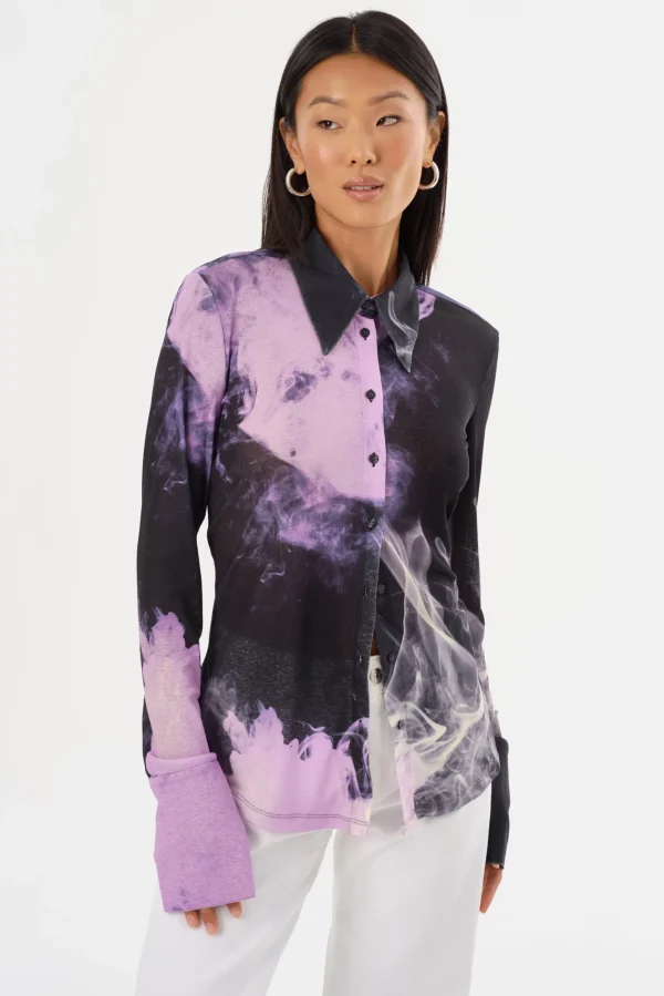 LAMARQUE Tops | ALZINA | Printed Long Sleeve Shirt Lavender Haze