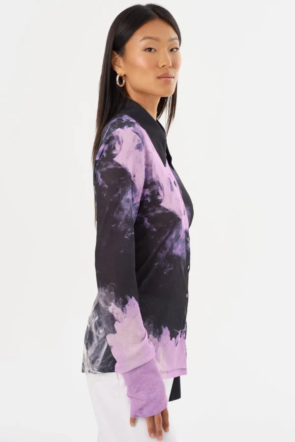 LAMARQUE Tops | ALZINA | Printed Long Sleeve Shirt Lavender Haze