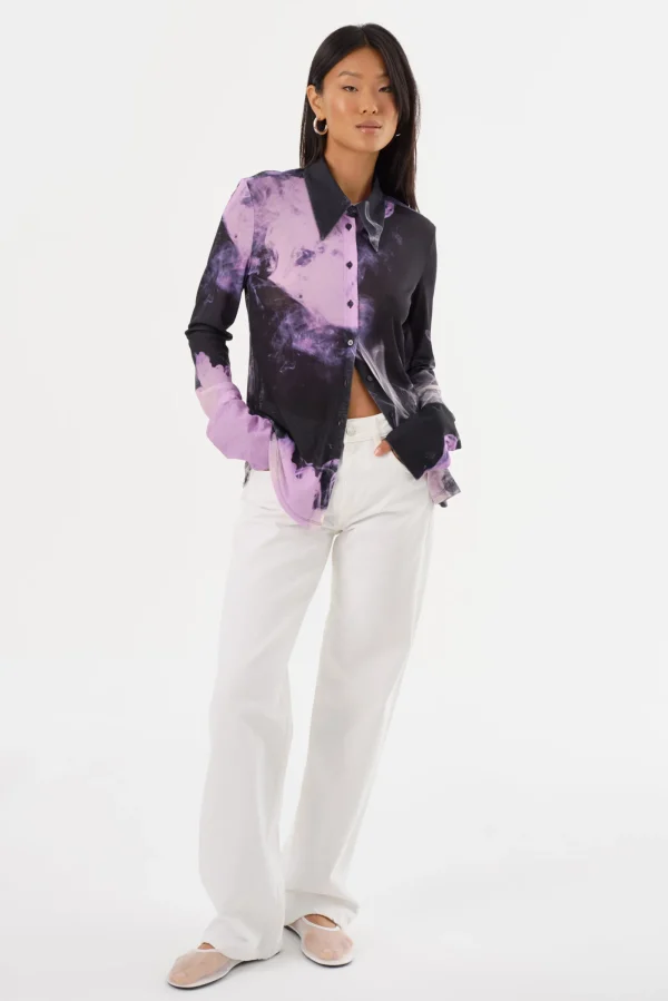 LAMARQUE Tops | ALZINA | Printed Long Sleeve Shirt Lavender Haze