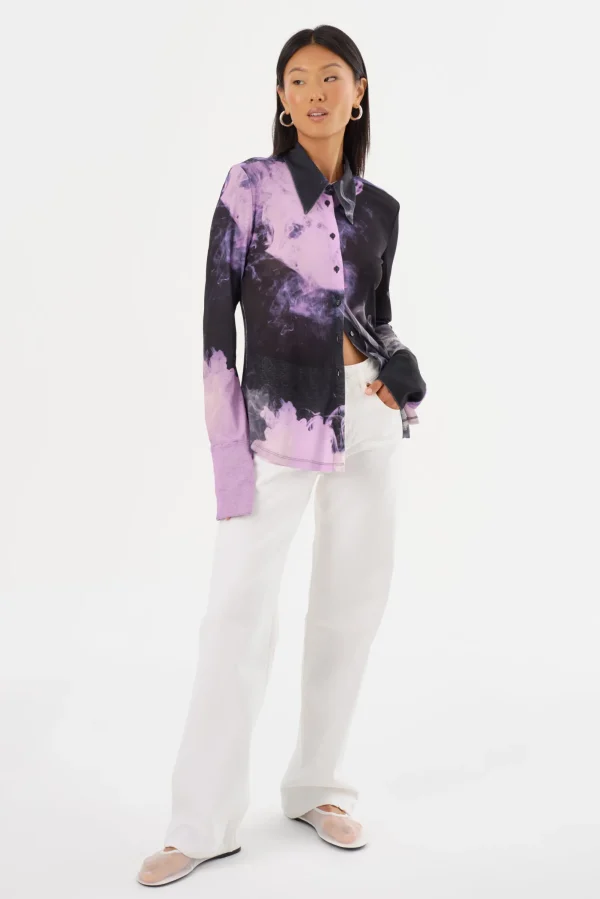 LAMARQUE Tops | ALZINA | Printed Long Sleeve Shirt Lavender Haze