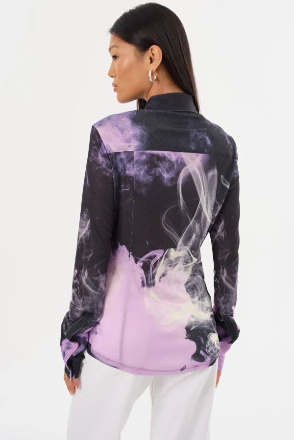 LAMARQUE Tops | ALZINA | Printed Long Sleeve Shirt Lavender Haze