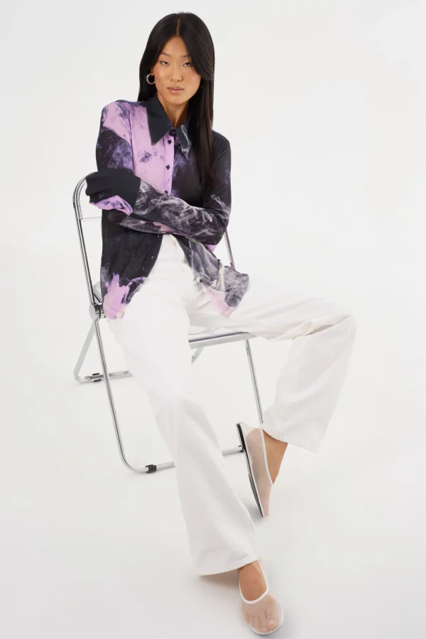 LAMARQUE Tops | ALZINA | Printed Long Sleeve Shirt Lavender Haze
