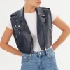 LAMARQUE Leather Jackets | AMALIA | Leather Biker Vest Navy
