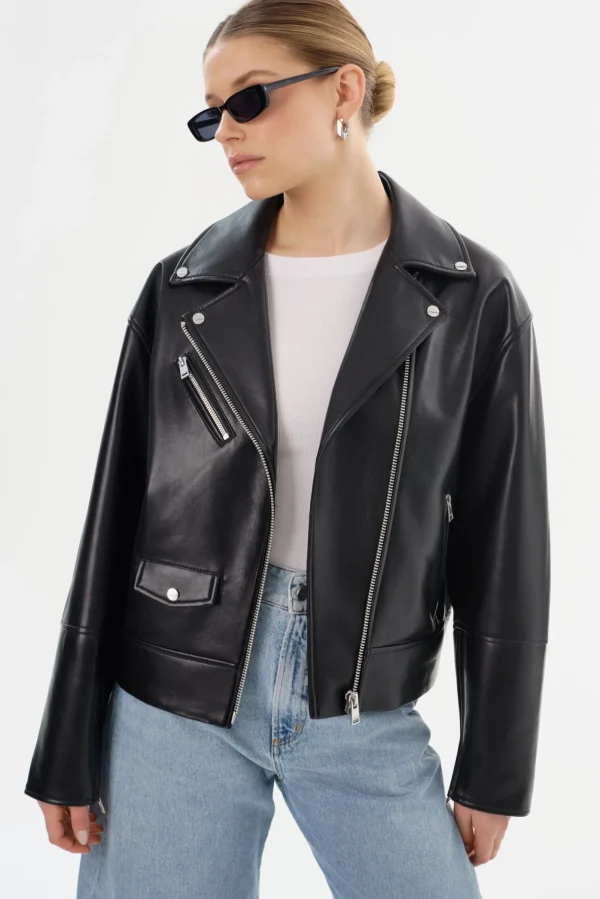 LAMARQUE Leather Jackets | ANDRADE | Recycled Leather Biker Jacket Black
