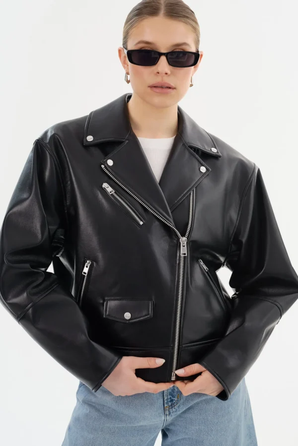 LAMARQUE Leather Jackets | ANDRADE | Recycled Leather Biker Jacket Black