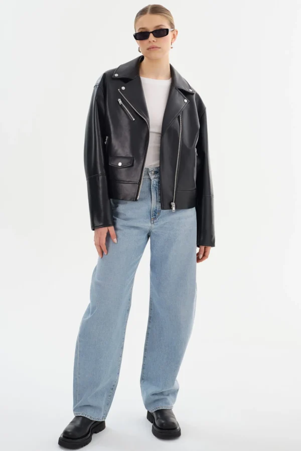 LAMARQUE Leather Jackets | ANDRADE | Recycled Leather Biker Jacket Black