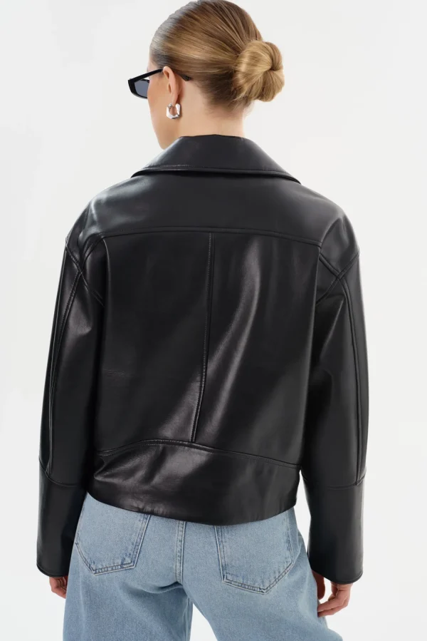 LAMARQUE Leather Jackets | ANDRADE | Recycled Leather Biker Jacket Black