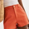 LAMARQUE Pants&Shorts | ANIKA | Leather High-Waisted Shorts Spicy Orange