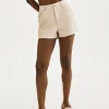 LAMARQUE Pants&Shorts | ANIKA | Leather High-Waisted Shorts Bone