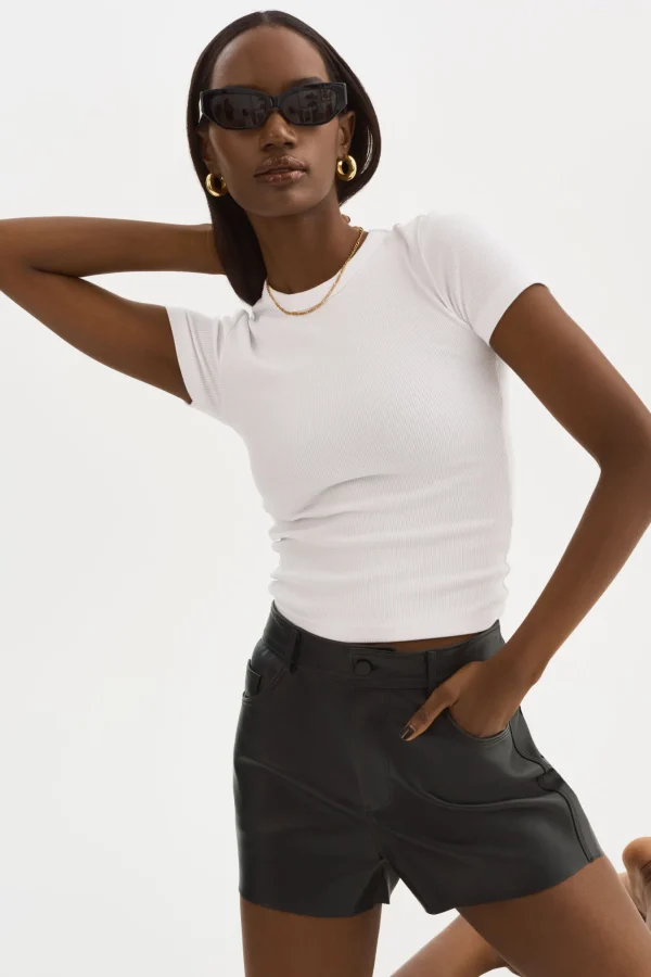 LAMARQUE Pants&Shorts | ANIKA | Leather High-Waisted Shorts Black