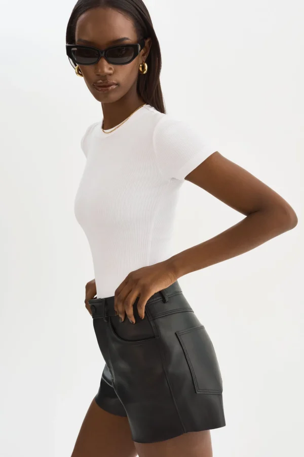 LAMARQUE Pants&Shorts | ANIKA | Leather High-Waisted Shorts Black