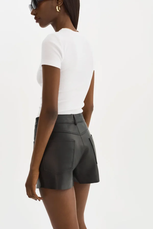 LAMARQUE Pants&Shorts | ANIKA | Leather High-Waisted Shorts Black