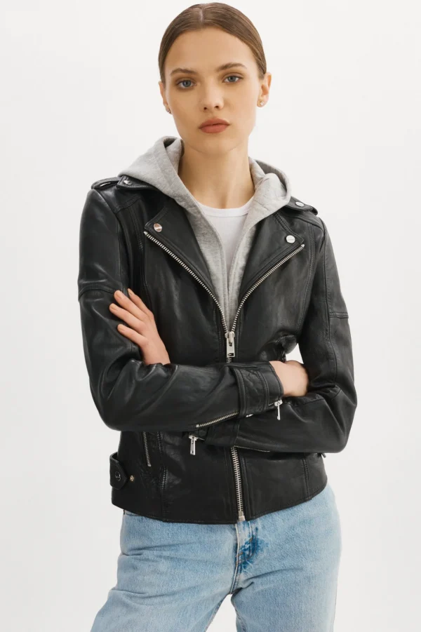 LAMARQUE Leather Jackets | ANNA | Leather Biker Jacket Black
