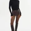 LAMARQUE Pants&Shorts | ANNAISE | Leather Hot Shorts Mahogany