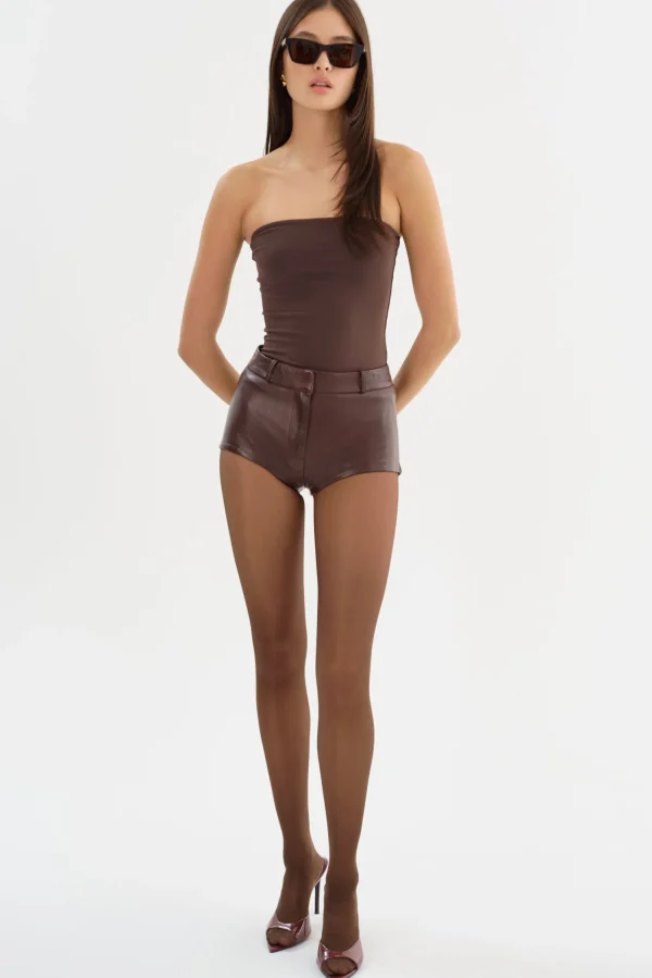 LAMARQUE Pants&Shorts | ANNAISE | Leather Hot Shorts CHOCOLATE BROWN