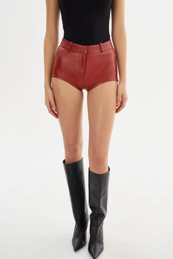 LAMARQUE Pants&Shorts | ANNAISE | Leather Hot Shorts Red