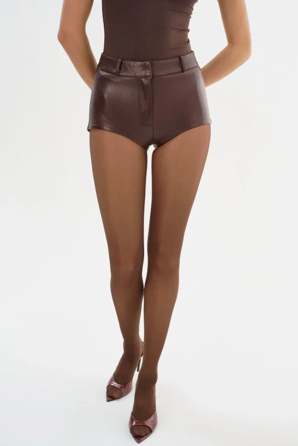 LAMARQUE Pants&Shorts | ANNAISE | Leather Hot Shorts CHOCOLATE BROWN